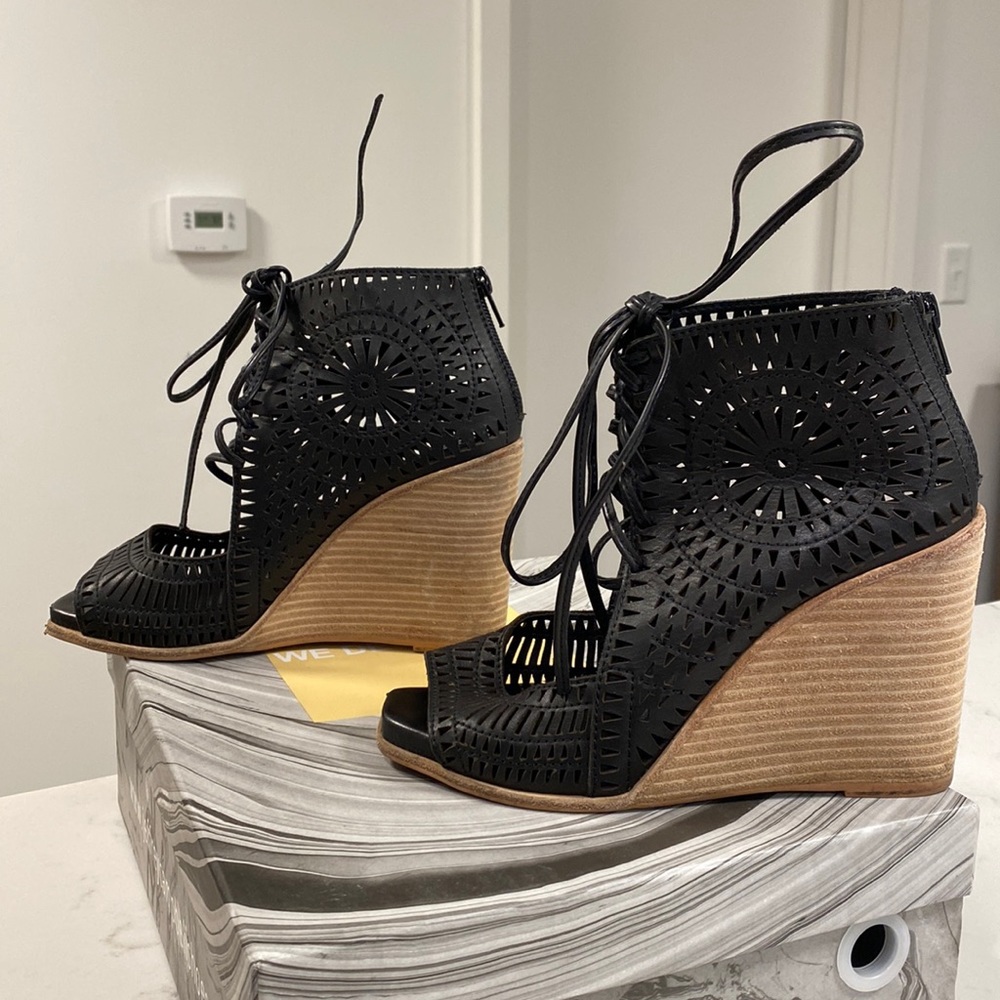 Jeffrey Campbell Wedges - Size 6 - black leather with tan wedge